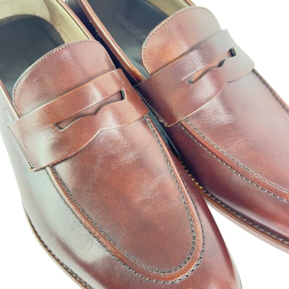 MANOLO BLAHNIK Brown Leather Men\'s Penny Loafers Made in Italy 8.5UK - 9.5US main image 6